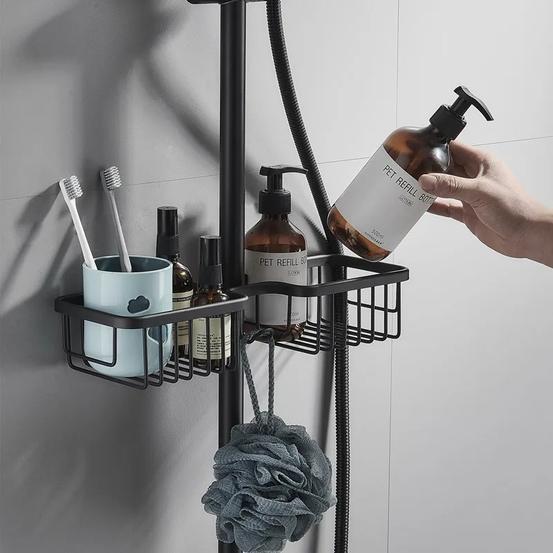 Алюминиевая корзина WZLY без отверстий однослойная полка для хранения шампуня