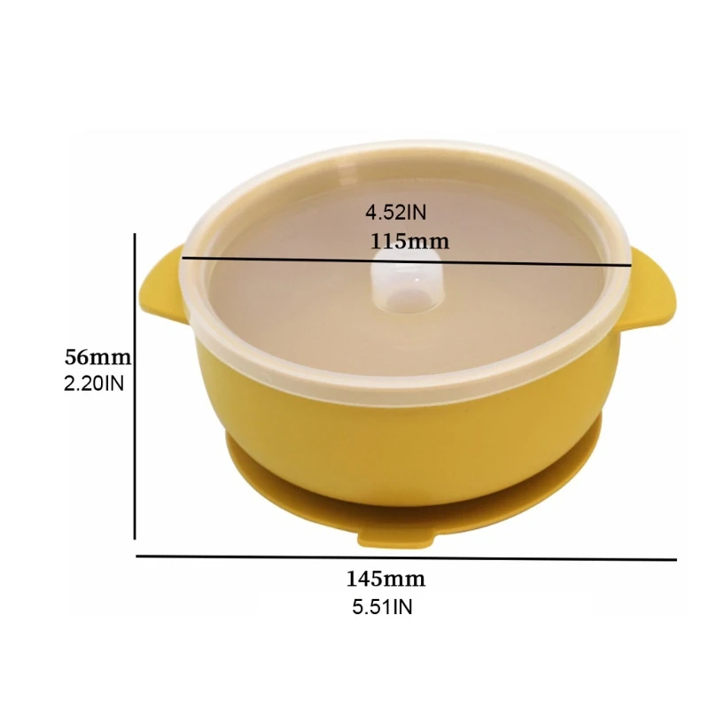 

B2EB 2 Pcs BPA Free Silicone Waterproof Baby Suction Bowl with Lid Training Spoon Set Non-Slip Learning Feeding Food Dish