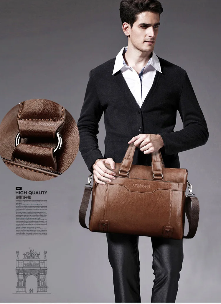 

2020 Men Briefcase Business PU Leather Shoulder Bag Messenger Bags Computer Laptop Handbag Bag Men's Travel Bags