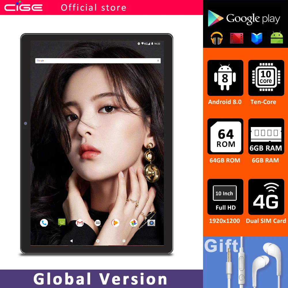 

New Original 10 Inch Tablet Pc 10 Core Android 8.0 Tablets 4G Phone Call WiFi GPS Bluetooth Dual SIM Cards 6GB RAM 64GB ROM