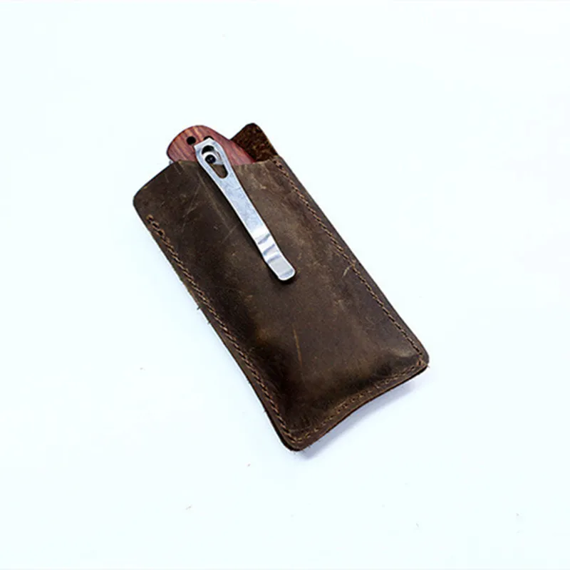 EDC натуральная кожа поясная сумка винтажная воловья складной держатель ножа