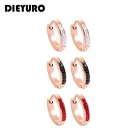 dieyuro 316l stainless steel round 3 color micro inlaid zircon stud earring minimalist temperament ear jewelry anti allergy 2021