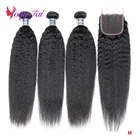 Волосы для наращивания YuYongtai, индийские, прямые, 3 пряди с застежкой, не Реми, 4x4, на шнуровке