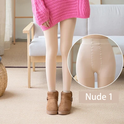 Nude Footless 1 Зимние осенние двухслойные колготки эластичные теплые колготки с высокой талией невидимые телесные утолщенные чулки бесшовные колготки - Цвет: Nude Footless 1