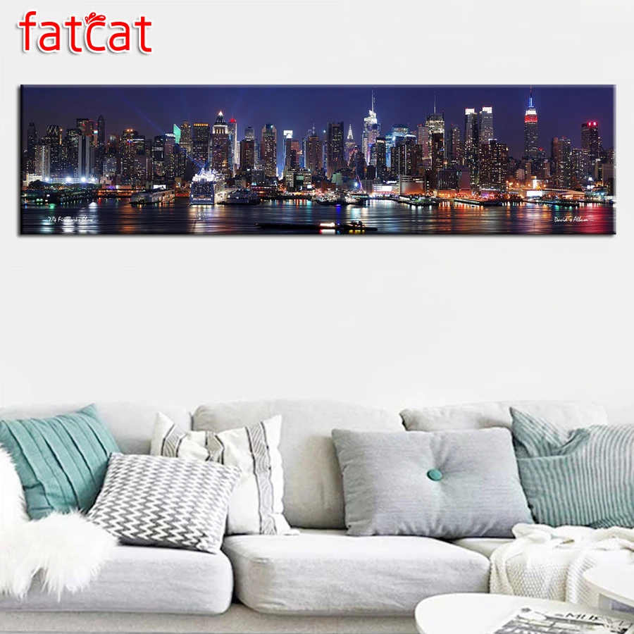 

FATCAT New York City Night View большой 5D Сделай Сам Daimond картина полностью квадратная круглая Дрель Стразы вышивка распродажа Декор AE1937