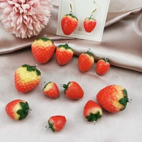 muhna 10pcspack 3d red strawberry fruit resin charms pendant earring keychain findings diy fashion jewelry accessories 4 sizes