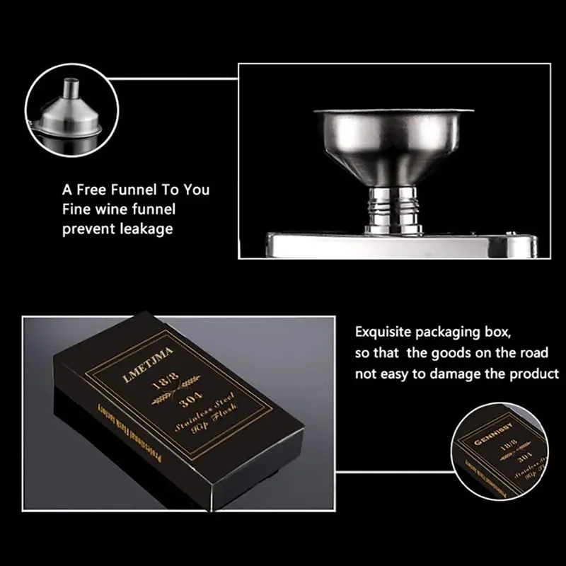 New 1 4 5 6 7 8 9 10 oz Stainless Steel Hip Flask with Funnel Pocket Alcohol Whiskey Screw Cap | Дом и сад