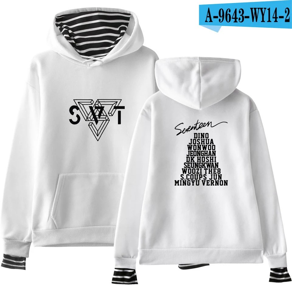 white Новая мода Seventeen; Кей-Поп толстовки с капюшоном и свитшоты для пары с капюшоном женские обманка шт K поп одежда в стиле «хип-хоп» в уличном стиле - Цвет: white