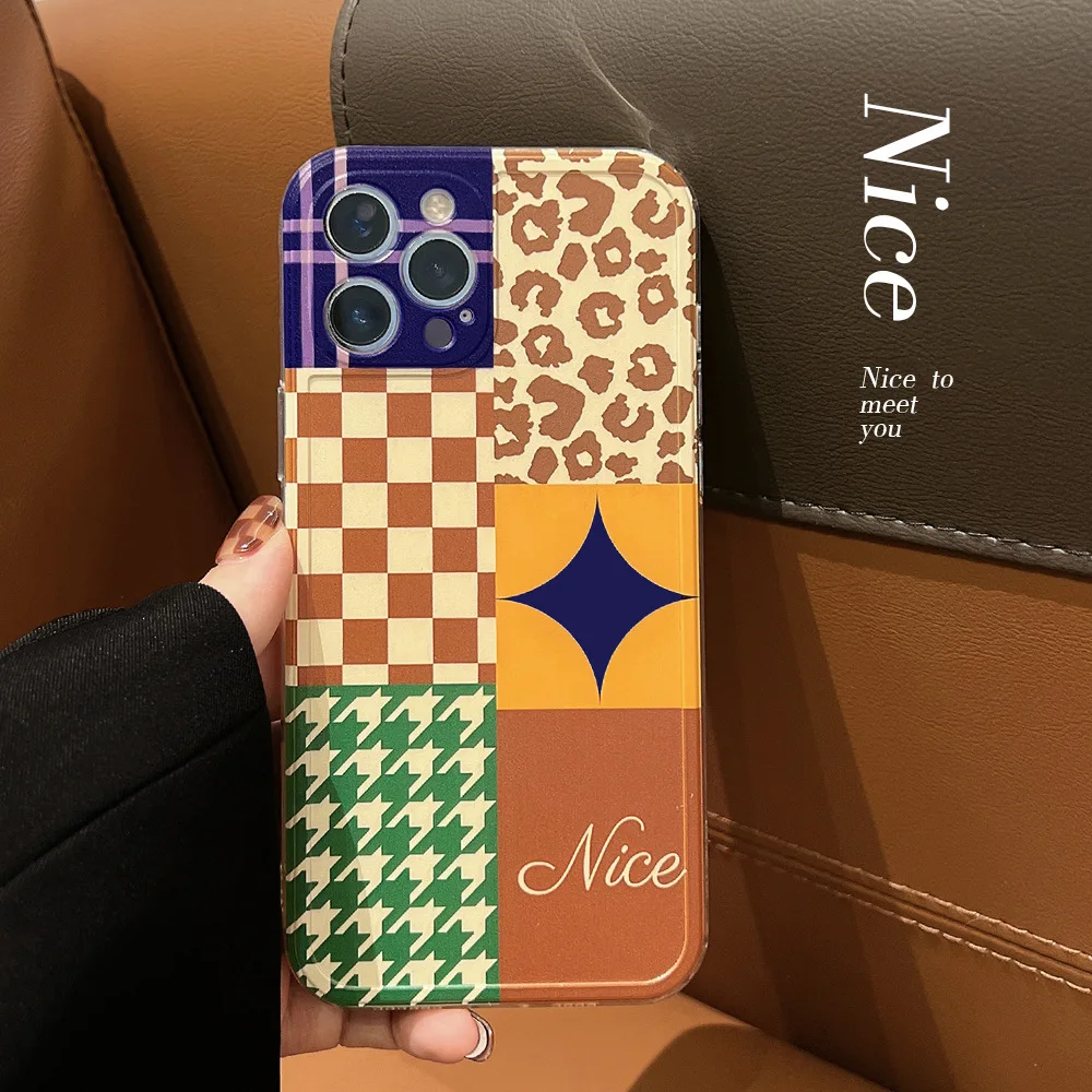 

Houndstooth Phone Cases for IPhone 13 12 Mini 11 Pro XS Max X XR 6 7 8 Plus SE 2020 High Quality TPU Silicon Cover Case