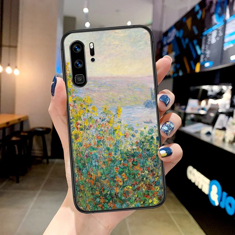 

Impressionism Claude Monet Art Phone Case For Huawei P Mate Smart 10 20 30 40 Lite Z 2019 Pro black Shell Painting Coque Soft