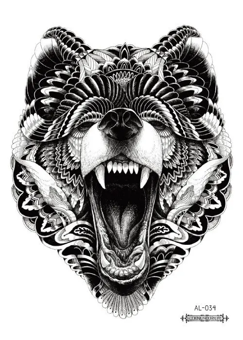 Серия чудовище водостойкая большая Цветочная рука временная татуировка черная