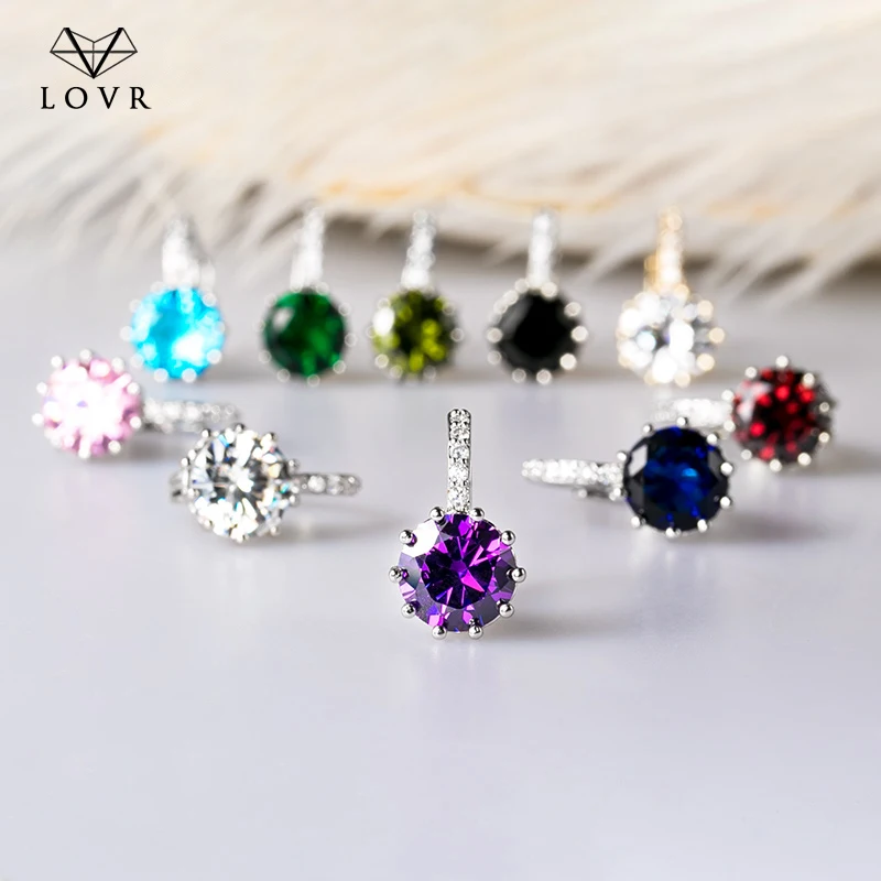 Женские серьги гвоздики с кристаллами LOVR 10 цветов модные золотого и серебряного