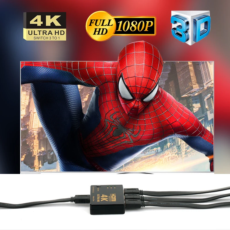 4K * 2K 3D HDMI Сплиттер мини 3 порта s переключатель входа 1 выход порт концентратор для