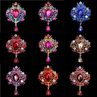 hot sale rhinestone alloy brooches crown glass pendant womens clothing decoration brooch pin accessories