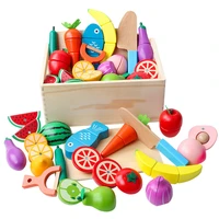 baby montessori wooden toy cutting fruit vegetable play miniature food kids wooden baby early education real life kitchen toys