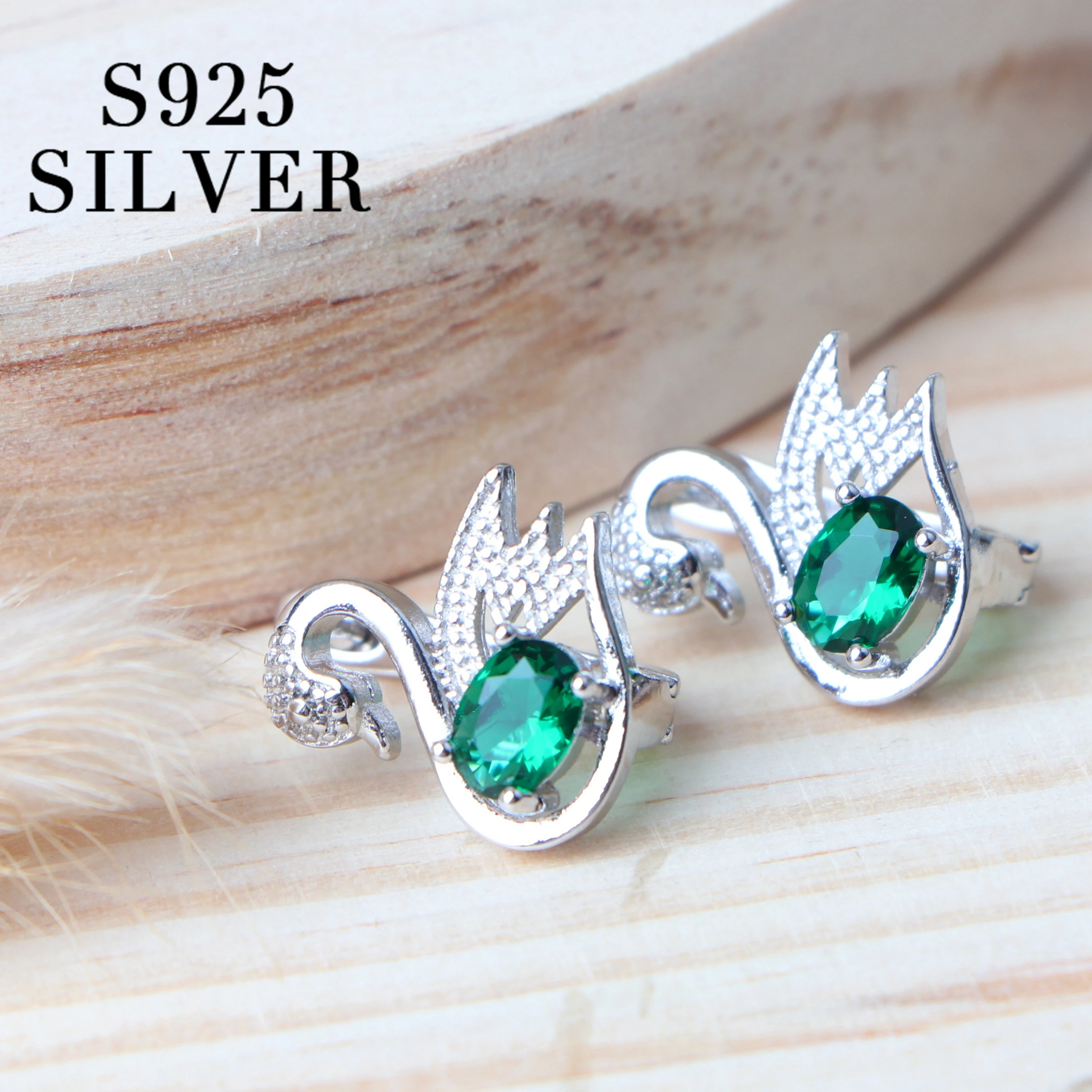 Зеленый Цирконий Серебро 925 Свадебные Ювелирные наборы для женщин Свадебное