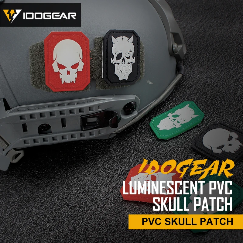 IDO GEAR люминесцентный ПВХ череп боевой патч значки военный страйкбол тактическое