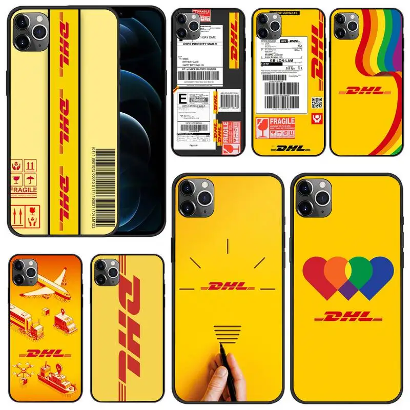 

DHL 50th Anniversary Phone Case For iPhone 13 12 Pro MAX 6 7 8 Plus 11 6S X Xs Max Xr Black Silicone Cover