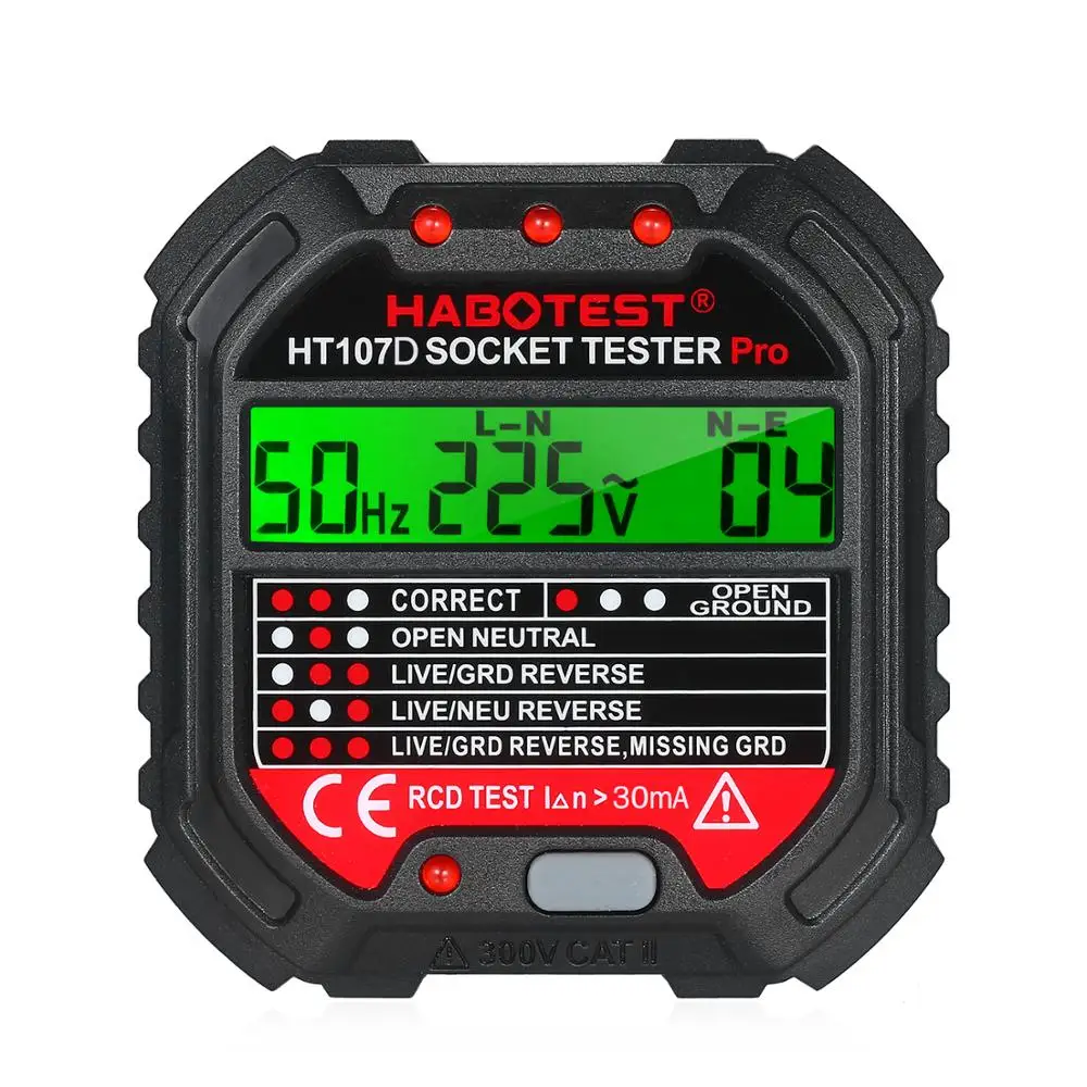 HABOTEST HT107D Выходной тестер с 90 250 В розеток автоматический детектор полярности