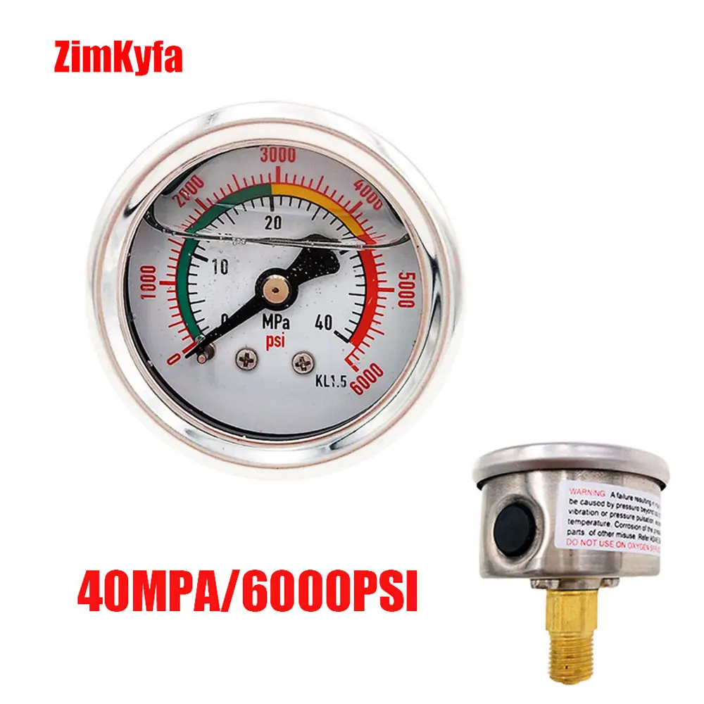 

40MPA / 6000psi PCP Hand Air Pump Manometer Double-Range High Pressure Gauge M10*1.0