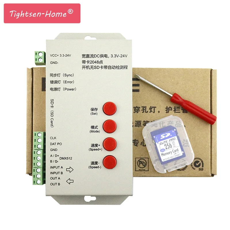 T 1000S светодиодный RGB контроллер T1000S SD карты пикселей для WS2801 WS2811 WS2812B APA102 LPD6803