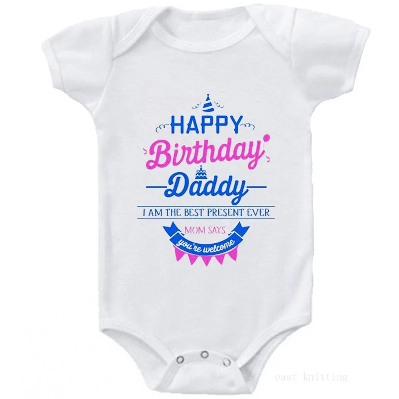 

2020 Summer Baby Onesies Happy Birthday Daddy I CAN'T KEEP Calm IT'S DAD'S Birthday Short Sleeve Letters Rompers Newborn Pajamas
