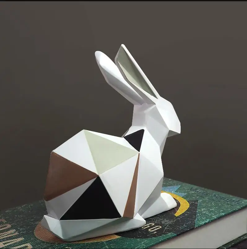 

NORDIC GEOMETRY CAT RABBIT RESIN ORNAMENTS CRAFTS HOME LIVINGROOM TABLE ANIMAL FIGURINES FURNISHING DECORATION OFFICE SCULPTURES