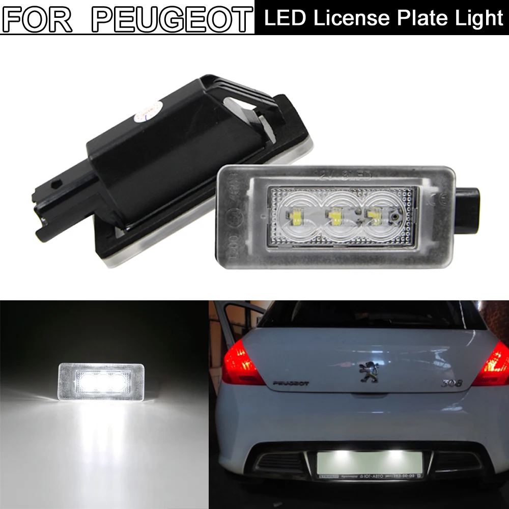 2 шт. Ошибок Белый светодиодный номерной знак светильник лампа для Peugeot 207 208 308 2008