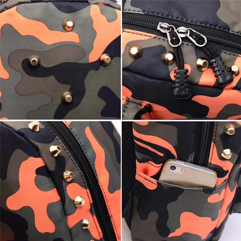 Rucksack Backpack Children School Bag Rivets Camouflage Backpack Women Fashion Cute Baby Toddler Casual Mochila