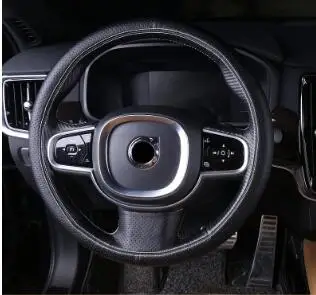 Черный Для volvo- s90 xc90 сшитый вручную чехол на руль XC60 кожаный чехол на руль v90cc - Название цвета: Черный