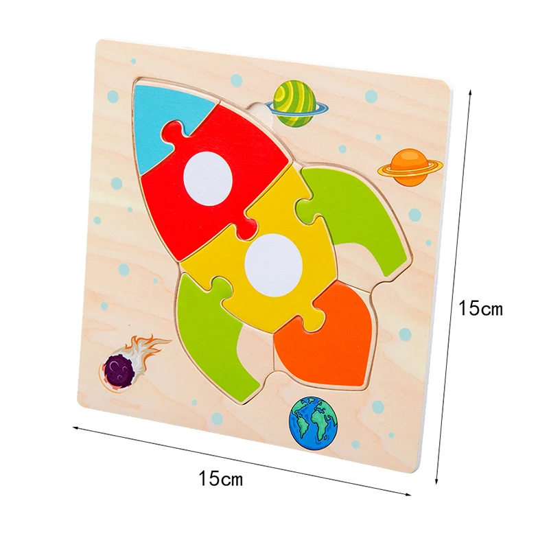 

Baby Wooden Toys Intelligence 3D Jigsaw Puzzle Baby Hand Grasping Board Cartoon Early Learning Educational Wooden Toy