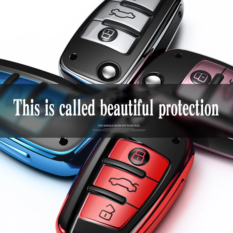 

For Audi A8 A6 A3 Q3 Q7 R8 Folding Remote Keyless Hight quality TPU+ABS Car Key Cover Case