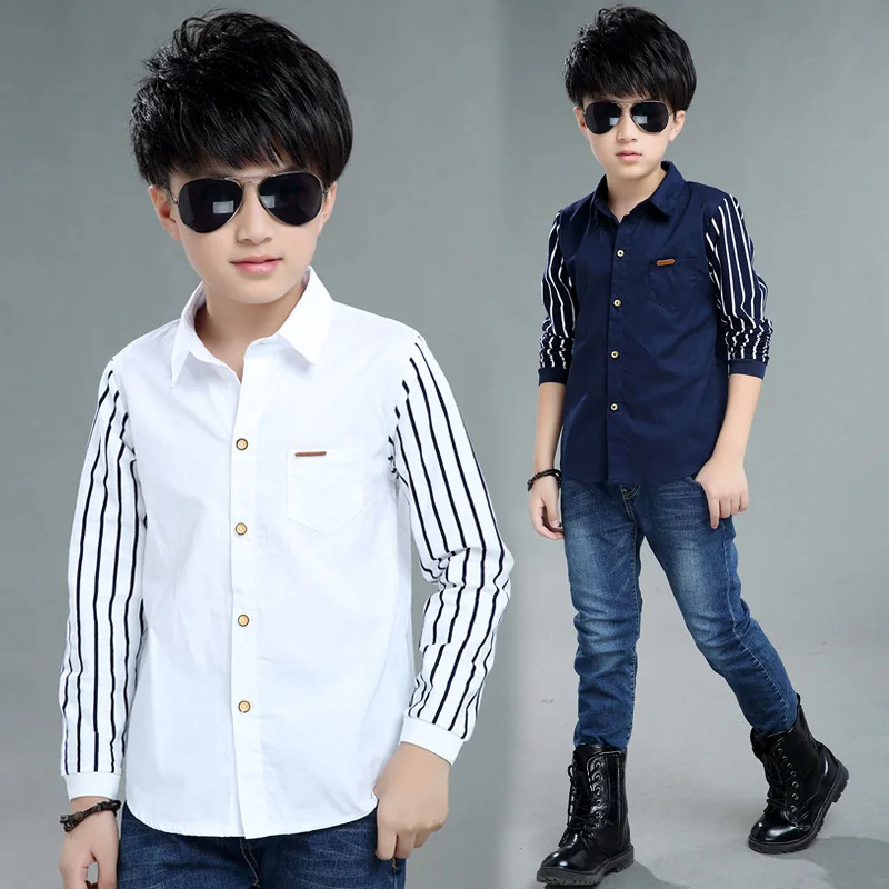 

Gentleman Boys Wedding Party Formal Clothes Child Shirts Long Sleeve Turn-down Collar White Kids School Boys Shirt Tops Costume