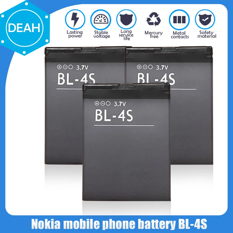 Аккумулятор для телефона 3 7 в 860 мАч Φ BL4S BL Nokia 1006 2680S 3600S 3602S 6202C 6208C 7020 7100S 7610 7612S BL-4S
