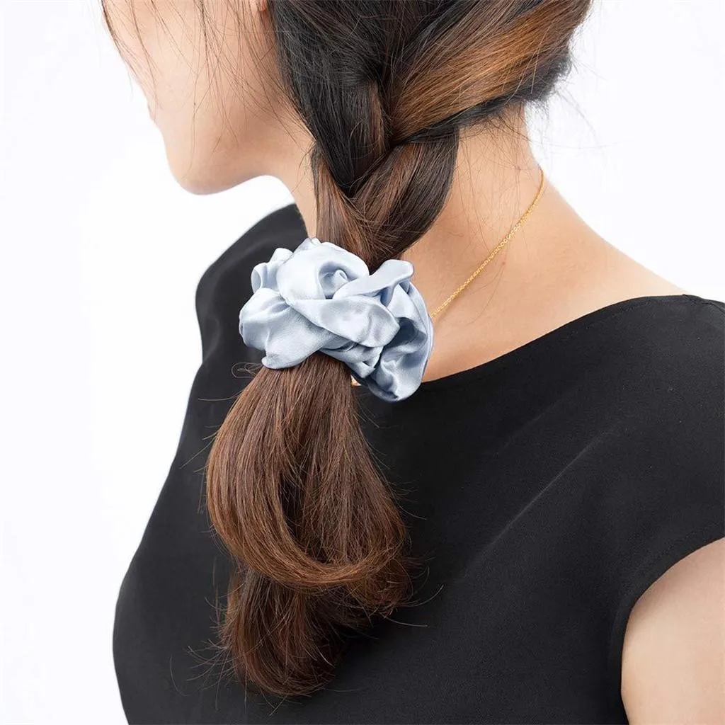 28 шт. винтажная однотонная шелковая атласная резинка для волос подходит женских