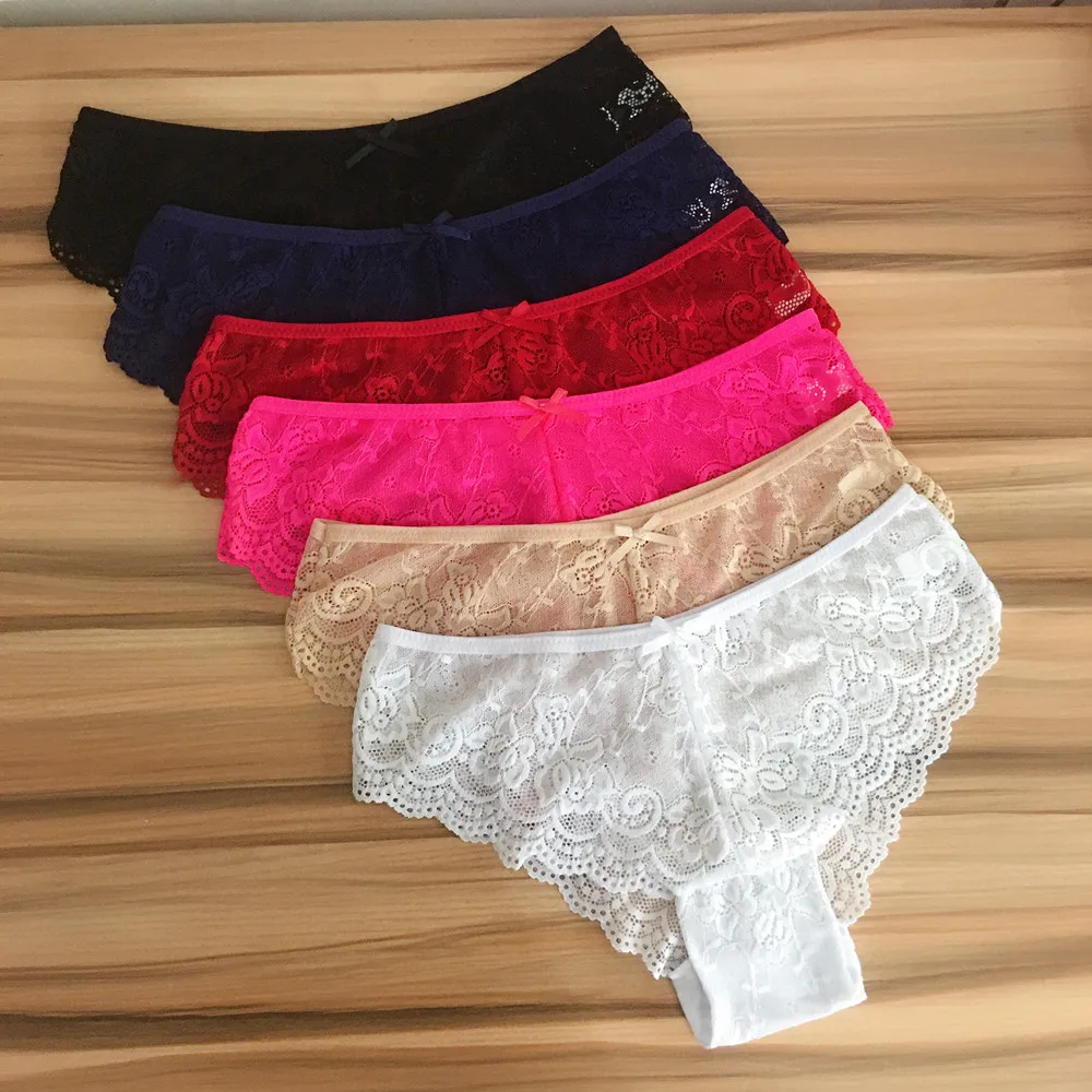 3 Pcs/lot Ladies Lace Underwear Lingerie Cotton Sexy Transparent Panties For Women Briefs See Through Underpants Female