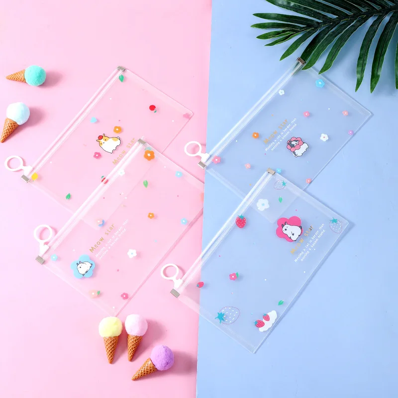 

4 шт./лот, прозрачный пенал с кроличьим кольцом, Kawaii, маска, сумка для хранения, Канцелярский мешочек, офисные школьные принадлежности, акция, ...