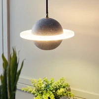 modern led pendant light planet creative restaurant bar cement lighting fixture nordic bedroom bedside kitchen island decor lamp