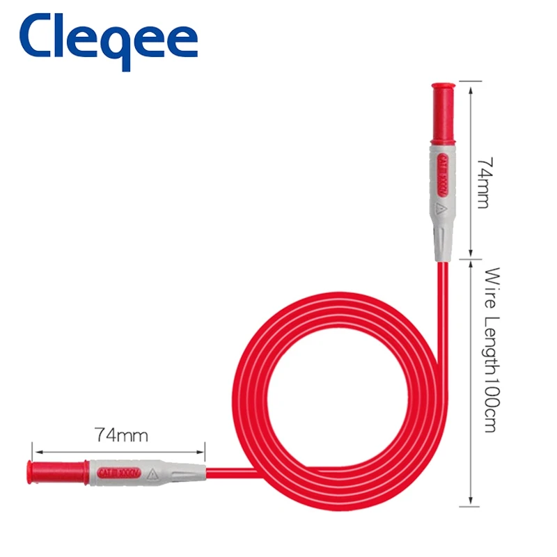 Cleqee P1032 двойные 4 мм безопасные штекеры типа банан испытательные выводы прямые