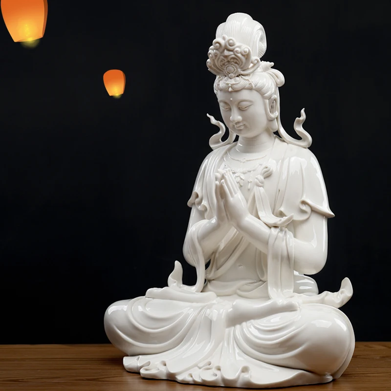 

clay ceramic guanyin furnishing articles dehua white porcelain sculpture art club house sitting room porch decoration