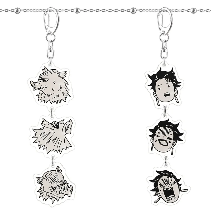 Anime Demon Slayer Cosplay Cute Keychain for Children Kimetsu No Yaiba Acrylic Pendant Keychain for Bag Cosplay Gift for Kids