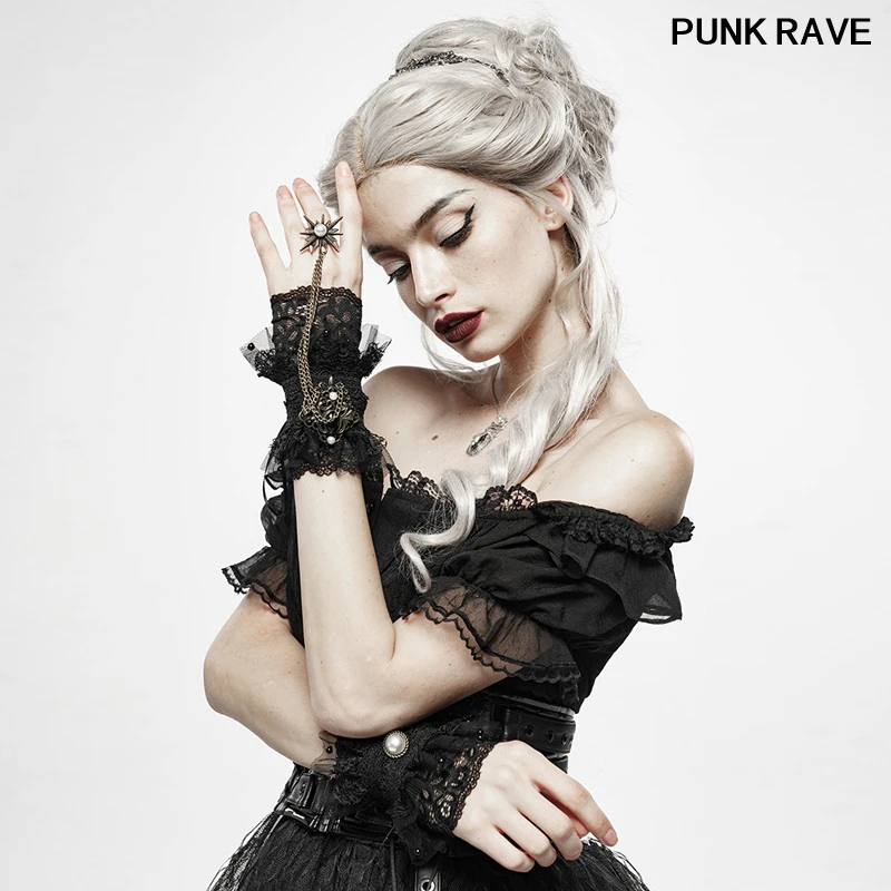 Женские перчатки в стиле панк винтажные с подвеской виде звезды для