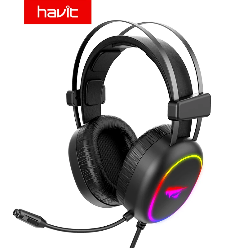 Проводная игровая гарнитура Havit профессиональные наушники RGB с объемным звуком и