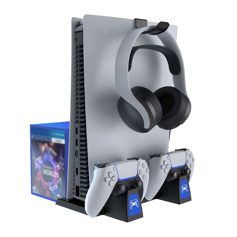

Multi-Functional Controller Storage Rack Charging Dock Stand Compatible with PS5 Headphone Bracket Holder Base