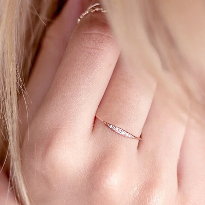 Изысканный лаконичный дизайн кольцо с кристаллами циркония элегантные 3 цвета на