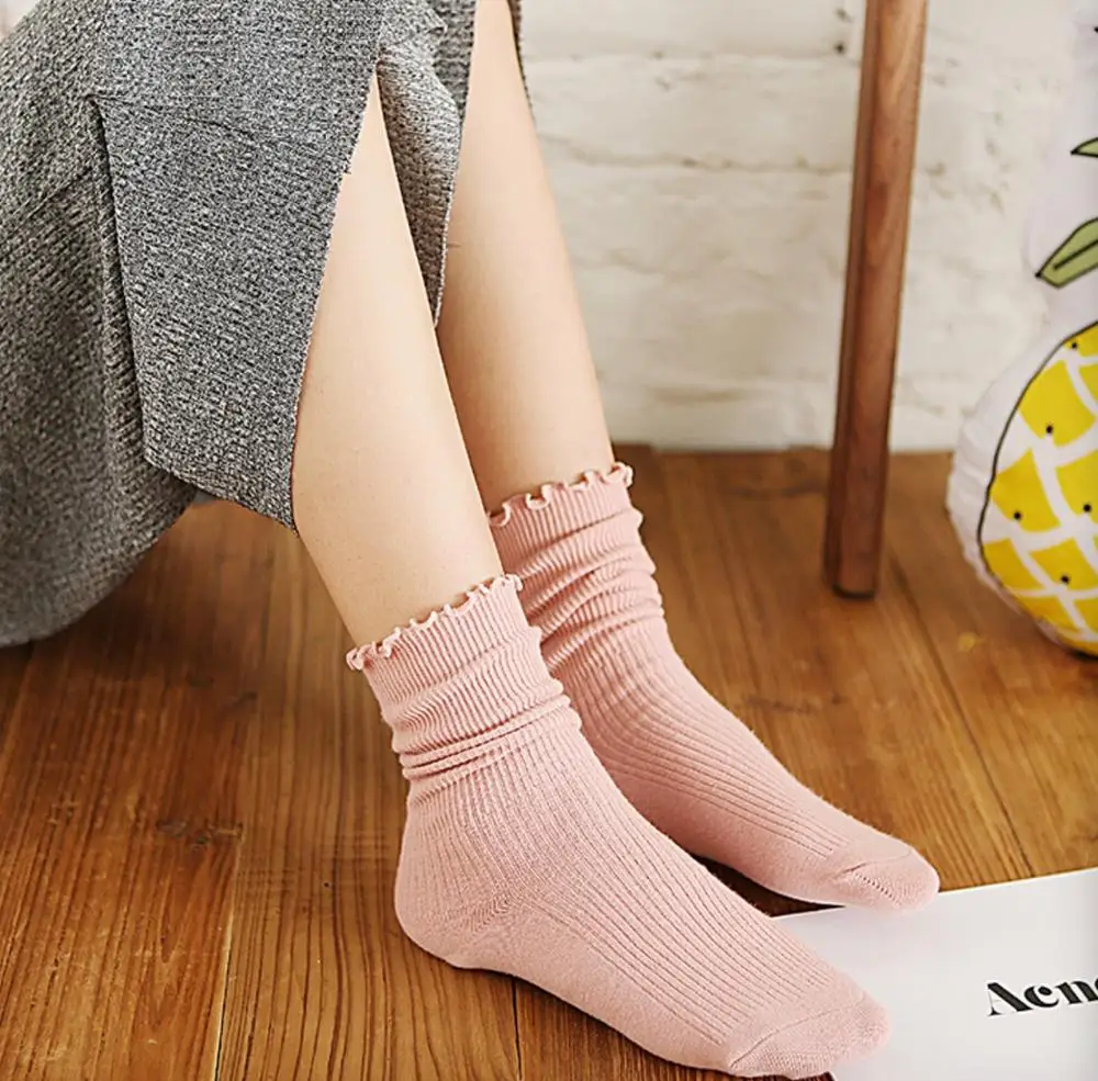Популярные женские носки Instagram Модные Цветные однотонные хлопковые повседневные