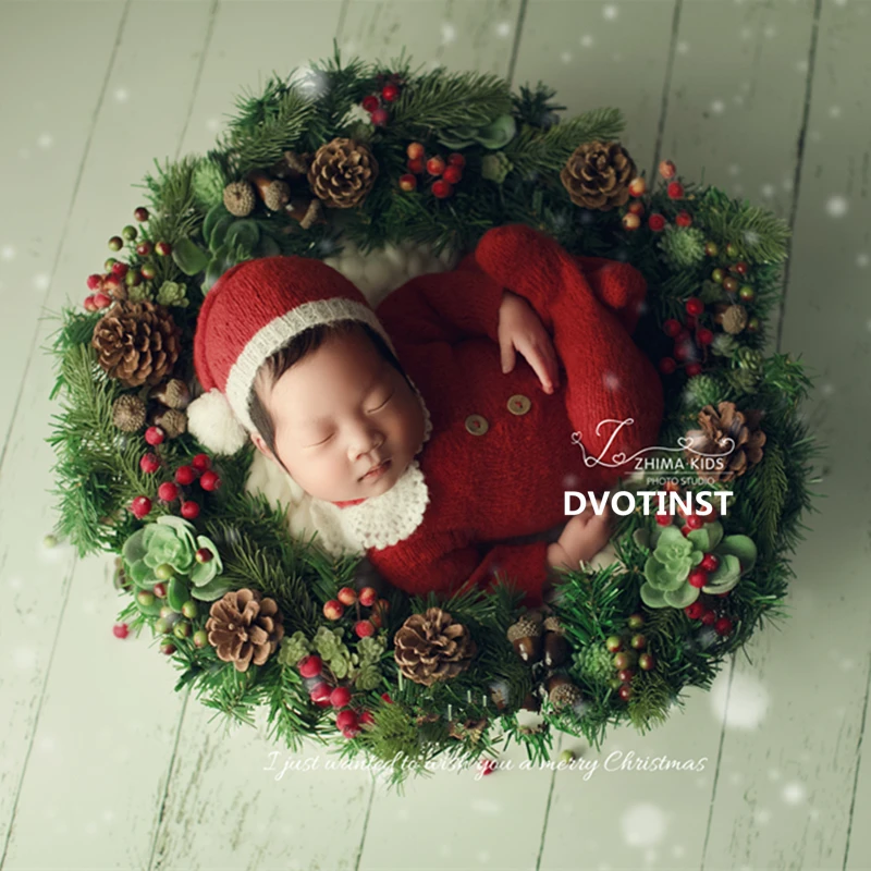 Dvotinst Newborn Photography Props for Baby Cute Christmas Background Outfits Matching Set Fotografia Accessorries Photo | Детская