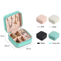 selling mini small romantic box pu storage unique blue jewelry box wholesale creative portable travel storage box earrings ring