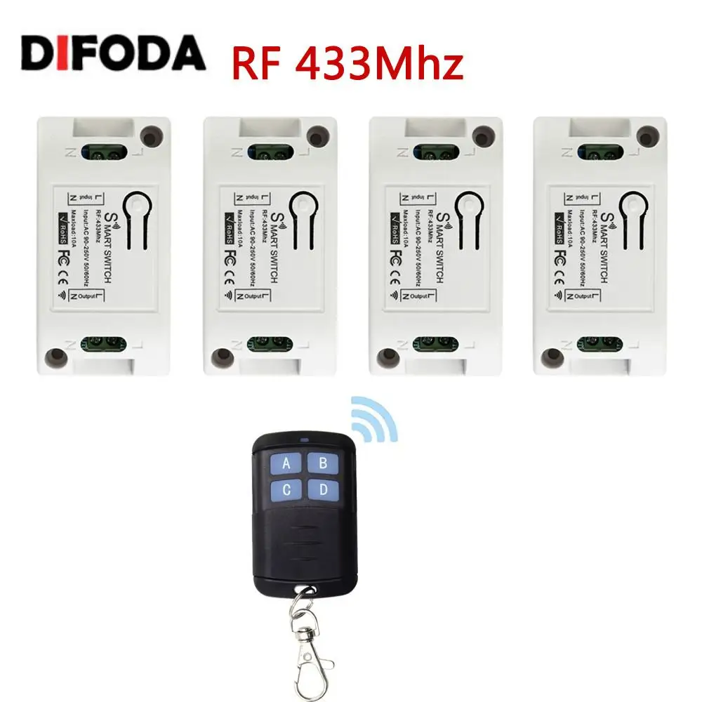 

433mhz Universal Wireless Remote Control Switch AC 85V 110V 220V 1CH Relay Receiver Module & RF 433 Mhz Remote Controls QIACHIP