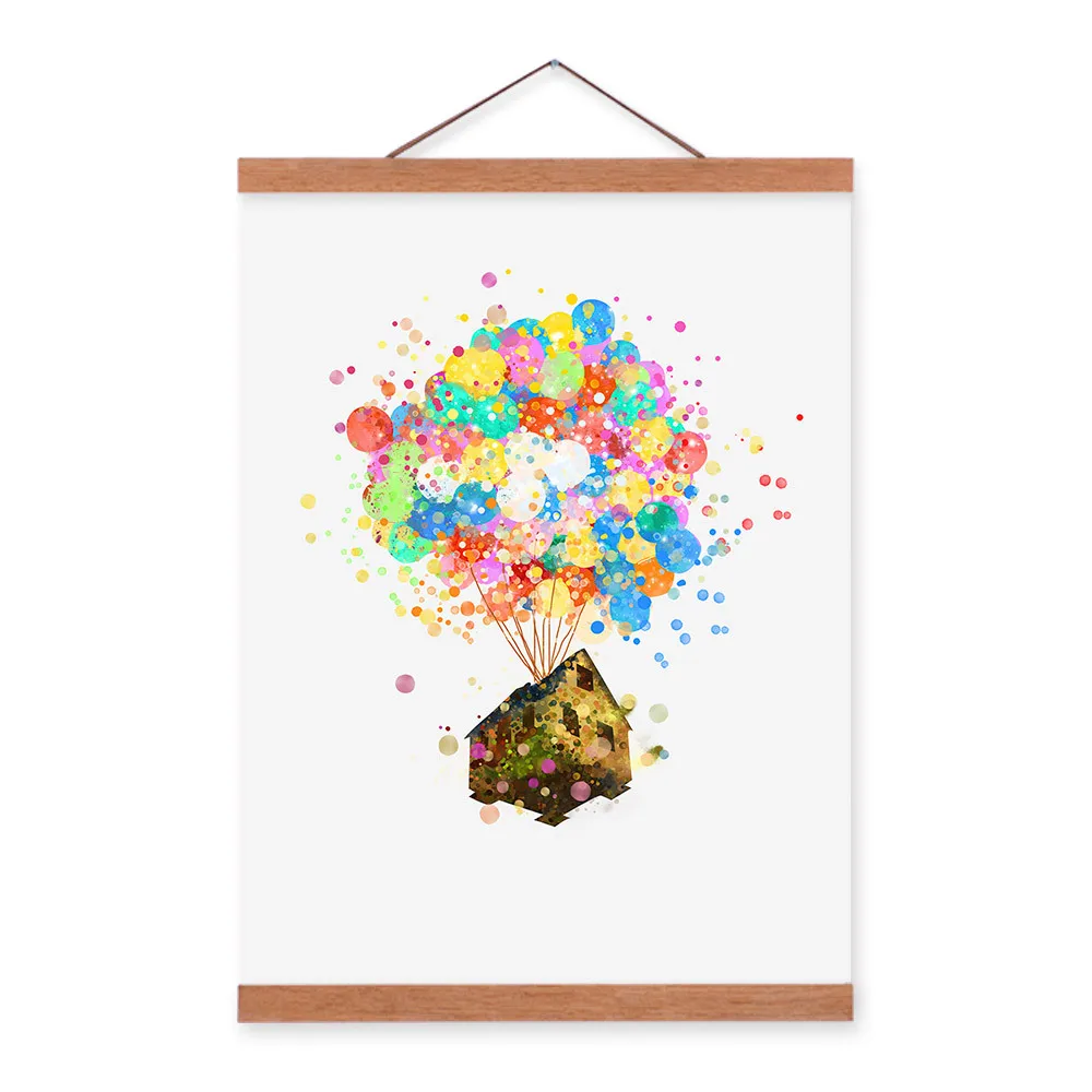 

Wall decor posters abstract wall art watercolor flying house circumnavigation pictures for living room wall paintings home decor